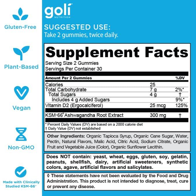 Goli Ashwagandha & Vitamin D Gummy - Mixed Berry